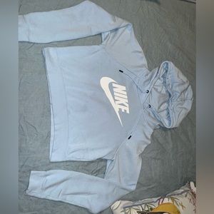 Baby blue cropped Nike sweatshirt